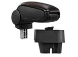 [Bracciolo Centrale, Perfetto Per Peugeot 207, 207 Sw, 207 Cc Dal 2006 - Bracciolo Con Vano Portaoggetti - Rivestito - Pelle Artificiale - Nero Con Cuciture Rosse