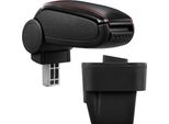 [Bracciolo Centrale, Perfetto Per Opel Astra H, Anni 2004 - 2010 - Bracciolo Con Vano Portaoggetti - Rivestito - Pelle Artificiale Nera Con Cuciture Rosse