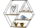 [Scaffale A Parete Scaffale Galleggiante A Nido D'ape Con 4 Ripiani Scaffale Metallico Esagonale Con 4 Ripiani Scaffale Appeso Esagonale 62 X 12 X 53 Cm Nero