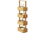 Scaffale Da Bagno Bardu Con 4 Ripiani Scaffale In Bambù Scaffale In Piedi Scaffale Per La Casa 28X16X88Cm Naturale