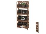 Regal MCW-K86, Standregal Wohnregal, Klappbar 4 Ablagen, Holz 110Cm ~ Dunkelbraun, Geflecht Dunkelbraun