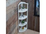Eckregal MCW-K85, Regal Standregal, Klappbar 4 Ablagen, Paulownia Holz 110Cm ~ Weiß, Geflecht Braun