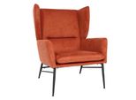 Lounge-Sessel MCW-L62, Ohrensessel Cocktailsessel Sessel Polstersessel, Stoff/Textil Metall ~ Terracotta-Braun