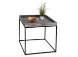 Beistelltisch MCW-K71, Kaffeetisch Couchtisch Tisch, Paulownia-Holz Metall 60X60X60Cm ~ Dunkelgrau