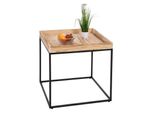 Beistelltisch MCW-K71, Kaffeetisch Couchtisch Tisch, Paulownia-Holz Metall 60X60X60Cm ~ Naturfarben