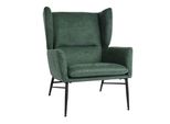 Lounge-Sessel MCW-L62, Ohrensessel Cocktailsessel Sessel Polstersessel, Stoff/Textil Metall ~ GrüN