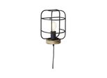 Brilliant Lampe, Gwen Wandleuchte Antik Holz/Schwarz Korund, Metall/Holz, 1X A60, E27, 52W,Normallampen (Nicht Enthalten)