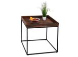 Beistelltisch MCW-K71, Kaffeetisch Couchtisch Tisch, Paulownia-Holz Metall 60X60X60Cm ~ Dunkelbraun