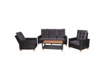 Gartengarnitur MCW-G28, Sitzgruppe Lounge-Set, Akazie Holz Halbrundes Rattan Verstellbar Mvg ~ Anthrazit, Kissen Grau
