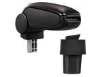 [Bracciolo Centrale, Perfetto Per Opel Astra G Anni 1998 - 2004 - Bracciolo Con Vano Portaoggetti - Rivestito - Pelle Artificiale Nera - Con Cuciture Rosse