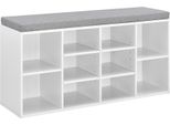 [Scarpiera E Panca Con 10 Ripiani 103X30X48Cm Scarpiera Scarpiera Cassettiera Bianco Grigio