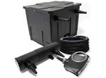 Set Completo Wiltec: Filtro Per Laghetti CBF-350 Fino A 12000 L Come Filtro A Flusso Continuo, Pompa Per Laghetti NEO10000 Supereco 10000L/H 80W, Chiarificatore Per Laghetti CUV-218 Con Chiarificatore Uvc 18W, Tubo Per Laghetti 25M 25 Mm