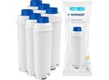 6X Cartuccia Filtro Wessper Aqualunga Per Macchine Da Caffè Delonghi (Ricambio SER3017 Dls C002)