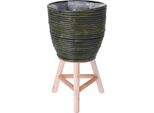 Vaso In Rattan Con Gamba In Legno 24,5X41Cm Verde Progarden KO-437300760