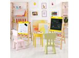 Costway Cavalletto Per Bambini 3 In 1, Lavagna Bianca E Gesso E Carta Da Disegno Regolabile In Altezza, Lavagna Per Bambini Con Ripiano E Accessori Giallo