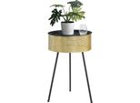 Tavolino GäLlivare 65 X 40 Cm Tavolino In Vimini Con Vano Portaoggetti Tavolino Da Divano Tavolino Rimovibile Piano D'appoggio Max. 15 Kg Metallo Oro