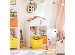 Sobuy KMB49-W Scaffale Per Bambini Con Design A Casetta Scaffale Per Bambini Con 2 Scatole In Tessuto Scaffale Per Giocattoli Scaffale Per Bambini Organizzatore Di Giocattoli Bianco Wd Circa: 65X91X27Cm
