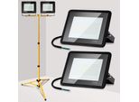 Yakimz Proiettore A Led Con Treppiede Faretto Da Costruzione Faretto IP66 Proiettore Luci Da Lavoro Per Giardino Cortile Cortile 2X50W Bianco Freddo