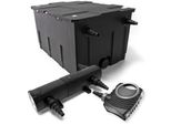 Set Completo Wiltec: Filtro Per Laghetti CBF-550 Fino A 60000 L Come Filtro A Flusso Continuo, Pompa Per Laghetti NEO10000 Supereco 10000L/H 80W, Chiarificatore Per Laghetti CUV-218 Con Chiarificatore Uvc 18W