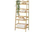 Scaffale In Bambù Vinje 48X32X123 Cm Scaffale In Bambù A 4 Livelli Scaffale Per Il Bagno Scaffale Per La Cucina Scaffale Per La Conservazione Naturale