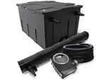 Set Completo Wiltec: Filtro Per Laghetti CBF-550 Fino A 60000 L Come Filtro A Flusso Continuo, Pompa Per Laghetti NEO10000 Supereco 10000L/H 80W, Chiarificatore Per Laghetti CUV-272 Con Chiarificatore Uvc Da 72W, Tubo Per Laghetti Da 25M 25Mm