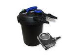 Set Completo Wiltec: Filtro A Pressione Per Laghetti CPF-180 Fino A 6000 Litri Sistema Di Filtraggio Per Laghetti Con Chiarificatore UV-C Da 11 Watt, Pompa Per Laghetti NEO8000 Supereco 8000L/H 70W