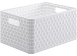 Rotho Contenitore Di Campagna 18L In Look Rattan, Plastica (Pp) Senza Bpa, Bianco, A4/18L (36,8 X 27,8 X 19,1 Cm)