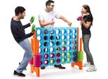 Costway Gioco Delle Quattro Partite, Set Di Tabelloni Per Le Partite A Quattro, Gioco A Quattro In Fila Con 42 Anelli Giganti E Cursore Per Il Riavvio Rapido Per Bambini E Adulti (Arancione)