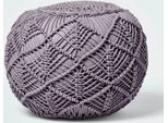 Homescapes Pouf Grande All'uncinetto, Grigio, 40 X 50 Cm