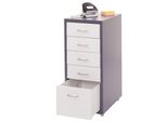 Rollcontainer Preston T851, Schubladenschrank Stahlschrank, 69X28X41Cm 5 Schubladen ~ Dunkelgrau Weiß