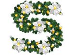 Tolletour 2,7M Ghirlanda Di Abete Decorazione Natalizia Ghirlanda Decorata 50 Led Argento