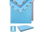2.4qm Profi Fitnessmatte 2cm - 3er Set 90x90 Bodenschutzmatte für Fitnessgeräte - blau