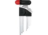 Easy Work 32119 Set Di Chiavi A Spillo, Con Estremità A Sfera, Argento/Nero/Rosso, 9 Pezzi (1 Set)