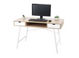 Schreibtisch MCW-E92, BüRotisch Computertisch, 3D-Struktur 120X60Cm ~ Naturbraun Weiß