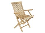 Vcm 4Er Set Gartenstuhl Klappstuhl Hochlehner Armlehnen Teak Holz Natur MaßE H. 89 X B. 57 X T. 62 Cm