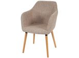 Esszimmerstuhl Vaasa T381, Stuhl KüChenstuhl, Retro 50Er Jahre Design ~ Textil, Creme/Grau, Helle Beine