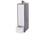 Rollcontainer Preston T851, Schubladenschrank Stahlschrank, 110X28X41Cm 8 Schubladen ~ Dunkelgrau Weiß