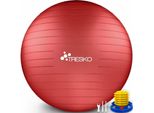 Tresko - Gymnastikball (Rot 75cm) mit Pumpe Fitnessball Yogaball Sitzball Sportball Pilates Ball Sportball