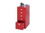 Rollcontainer Preston T851, Schubladenschrank Stahlschrank, 69X28X41Cm 5 Schubladen ~ Rot