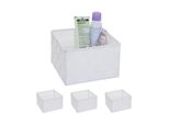 4Er-Set Aufbewahrungskorb MCW-C37, Dekokorb Korb KöRbchen Aufbewahrung Regalkorb Deko 12X19X19Cm ~ Weiß