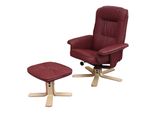 Relaxsessel H56, Fernsehsessel Tv-Sessel Mit Hocker Ottomane, Kunstleder Eukalyptus Holz Mvg-Zertifiziert ~ Bordeaux