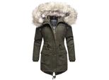 Navahoo Damen Stylischer Wintermantel Baumwollparka Mit Kunstfell-Kapuze Honigfee