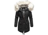 Navahoo Damen Stylischer Wintermantel Baumwollparka Mit Kunstfell-Kapuze Honigfee