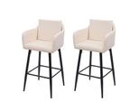 2Er-Set Barhocker MCW-H93, Barstuhl Tresenhocker, FußAblage Metall ~ Kunstleder Creme-Beige