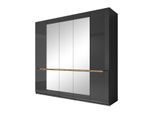 DrehtüRenschrank HL1-21, 225 Cm X 213 Cm X 60 Cm, Grau/Grau Hochglanz/Appenzeller Fichte Nbhl1-21-Grau