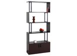 BüCherregal MCW-A27, Regal Standregal Raumteiler Wohnregal, Staufach Mit TüR 183X80Cm 3D-Struktur ~ Dunkelbraun