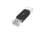Hama Speicherkartenleser Ham USB-Kartenleser, OTG, USB-A + Micro-USB USB 2.0, SD/microSD, schwarz