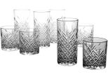 CreaTable Gläser-Set TIMELESS Trinkgläser, Glas, 4 Wassergläser, 4 Whiskygläser im Set, weiß
