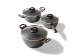 Stoneline Ceramic Topfset FüR Induktion Geeignet, 6 Teilig, Kochgeschirr Set Mit Glasdeckel, TöPfe Mit Keramik Antihaftbeschichtung Und Echten Steinpartikeln