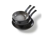 Stoneline Ceramic Pfannenset 3 Teilig, 20/24/28 Cm Pfanne, Keramik, Antihaft Beschichtete Pfanne Mit Echten Steinpartikeln, Induktion Und Backofengeeignet, Schwarz